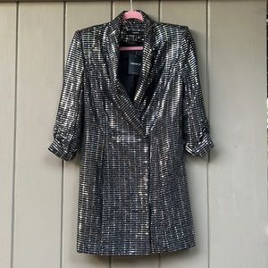 NWT sequin coat dress mini with 3/4 arm lined